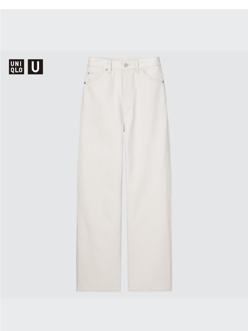 Uniqlo White Straight Wide-Leg Jeans